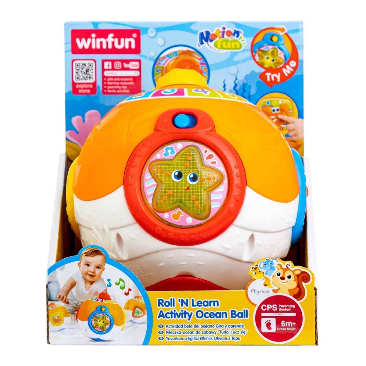 Winfun Roll 'N Learn Activity Ocean Ball Toddler, 0-2 Years