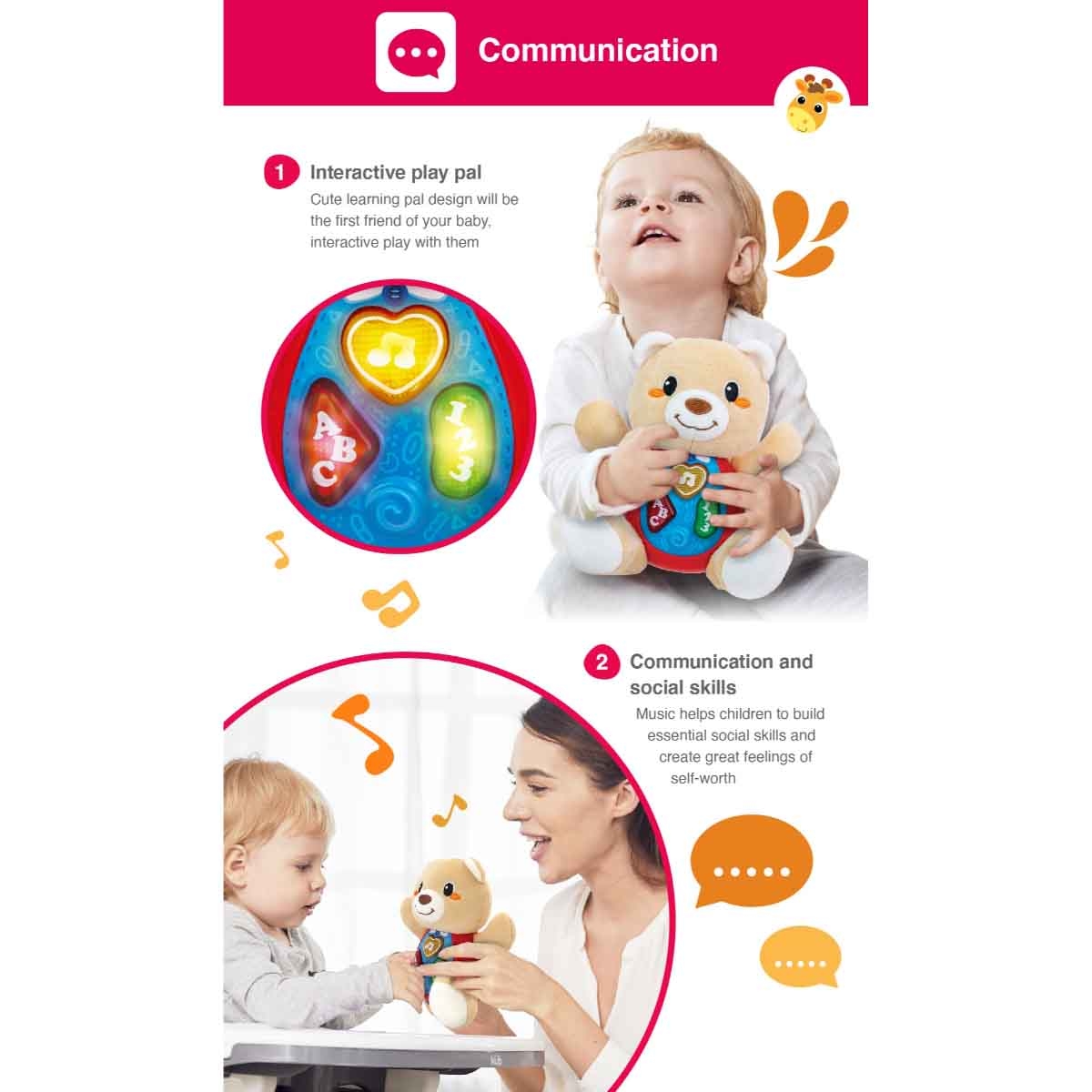 Winfun Sing 'N Learn With Me-Bear Interactive Toy Toddler, 0-2 Years