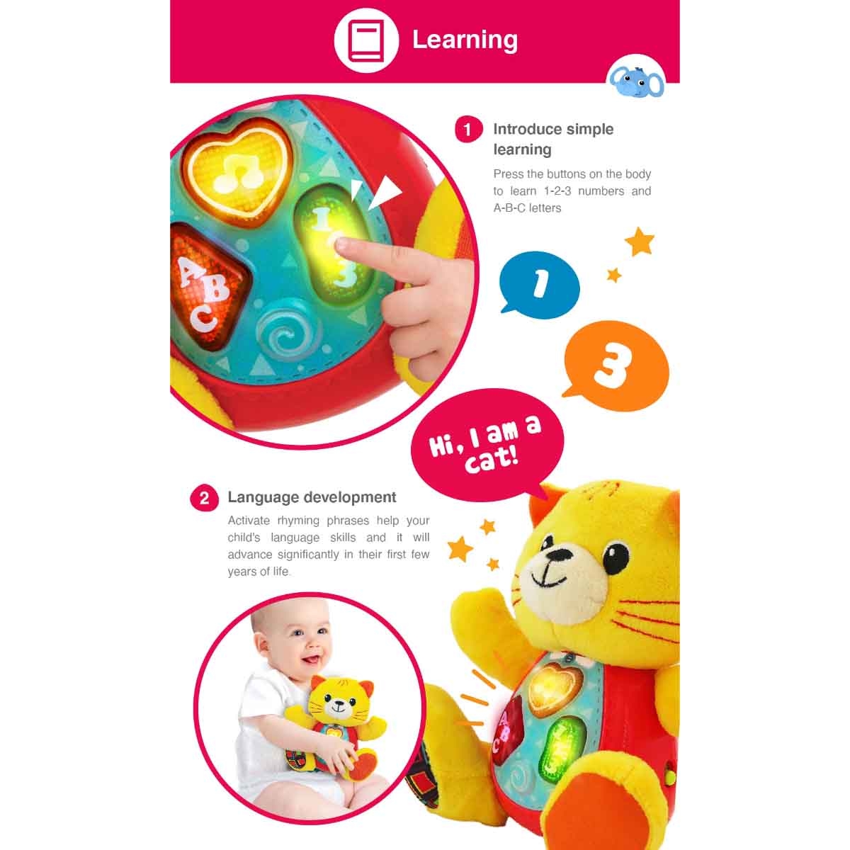 Winfun Sing 'N Learn With Me-Kelsey Cat Interactive Toy Toddler, 0-2 Years