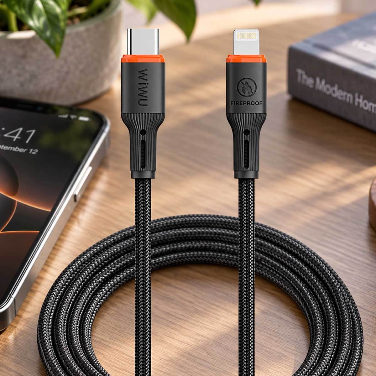 وايو كابل فليم جارد C097 من تايب سي إلى لايتنينج بطول 1.2 متر وقدرة 27 واط