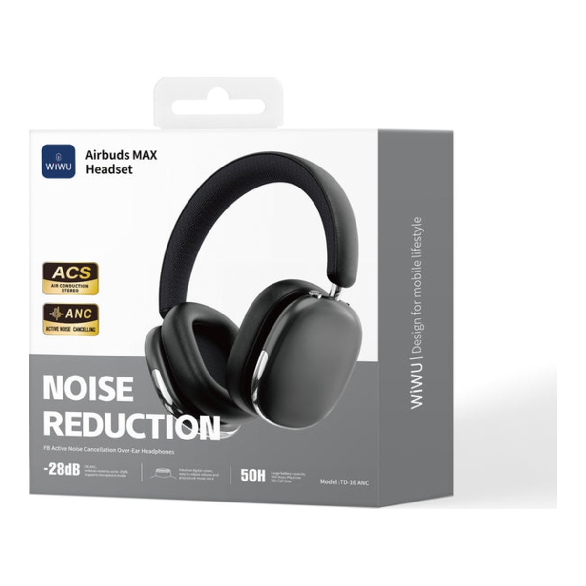 WiWU Airbuds MAX TD-16 Active Noise Cancellation Wireless Over Ear HeadsetWiWU