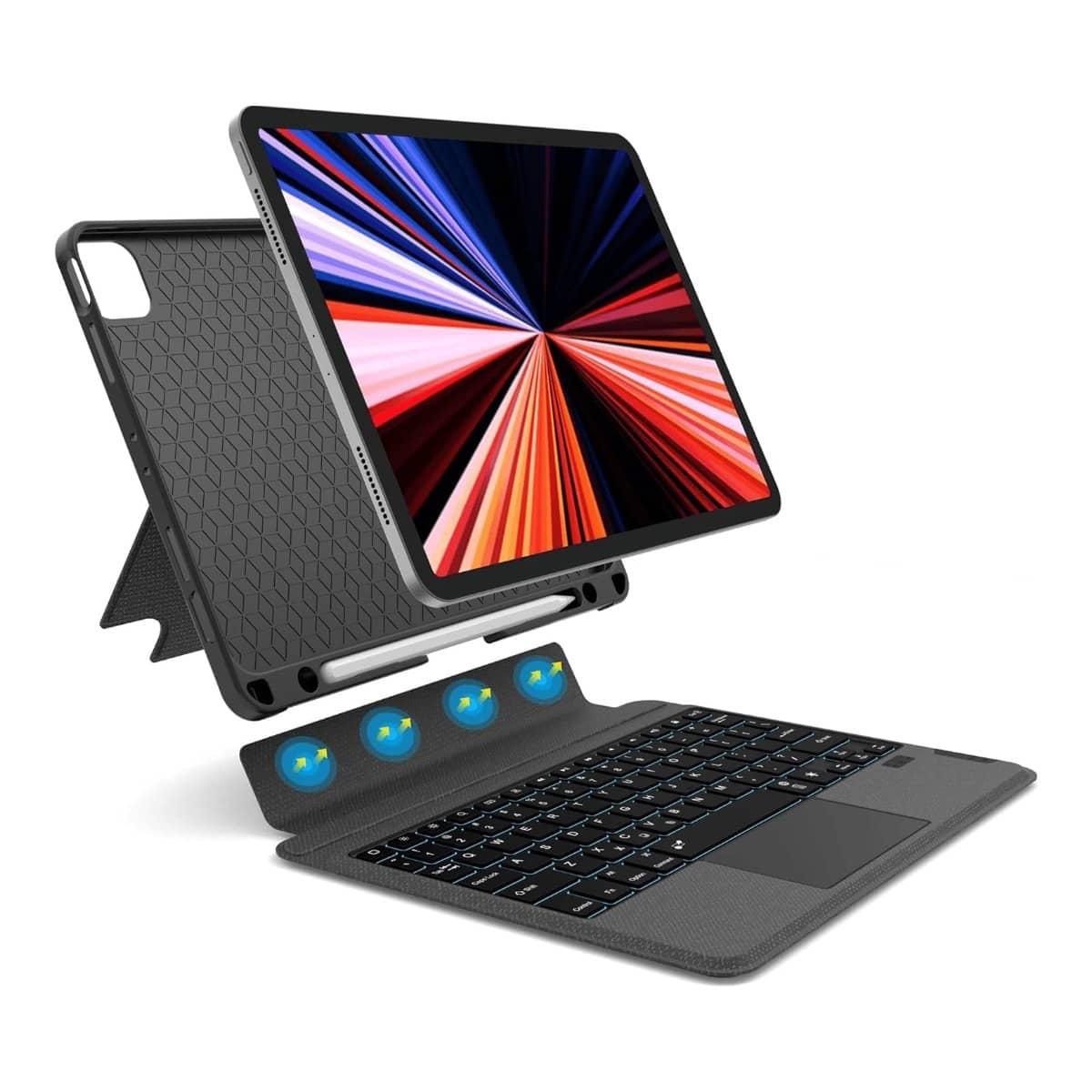 WiWU Black Protective Keyboard Case (English/Arabic) for iPad Air 13" & Pro 12.9"