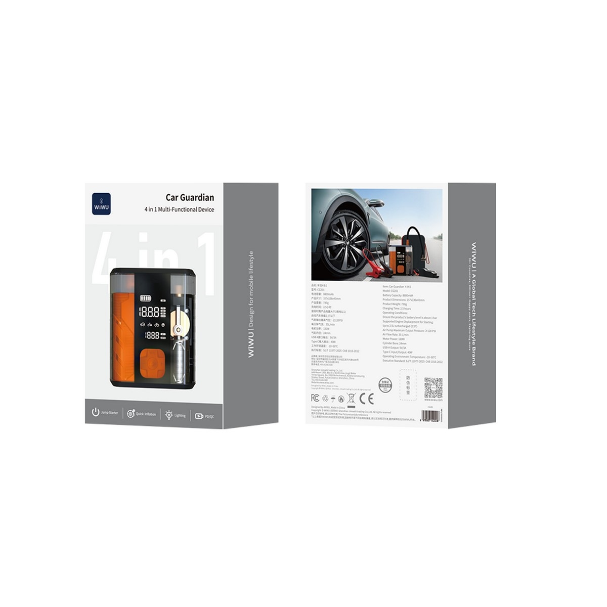 WiWU Car Guardian 4-in-1 Jump Starter & Tire Inflator