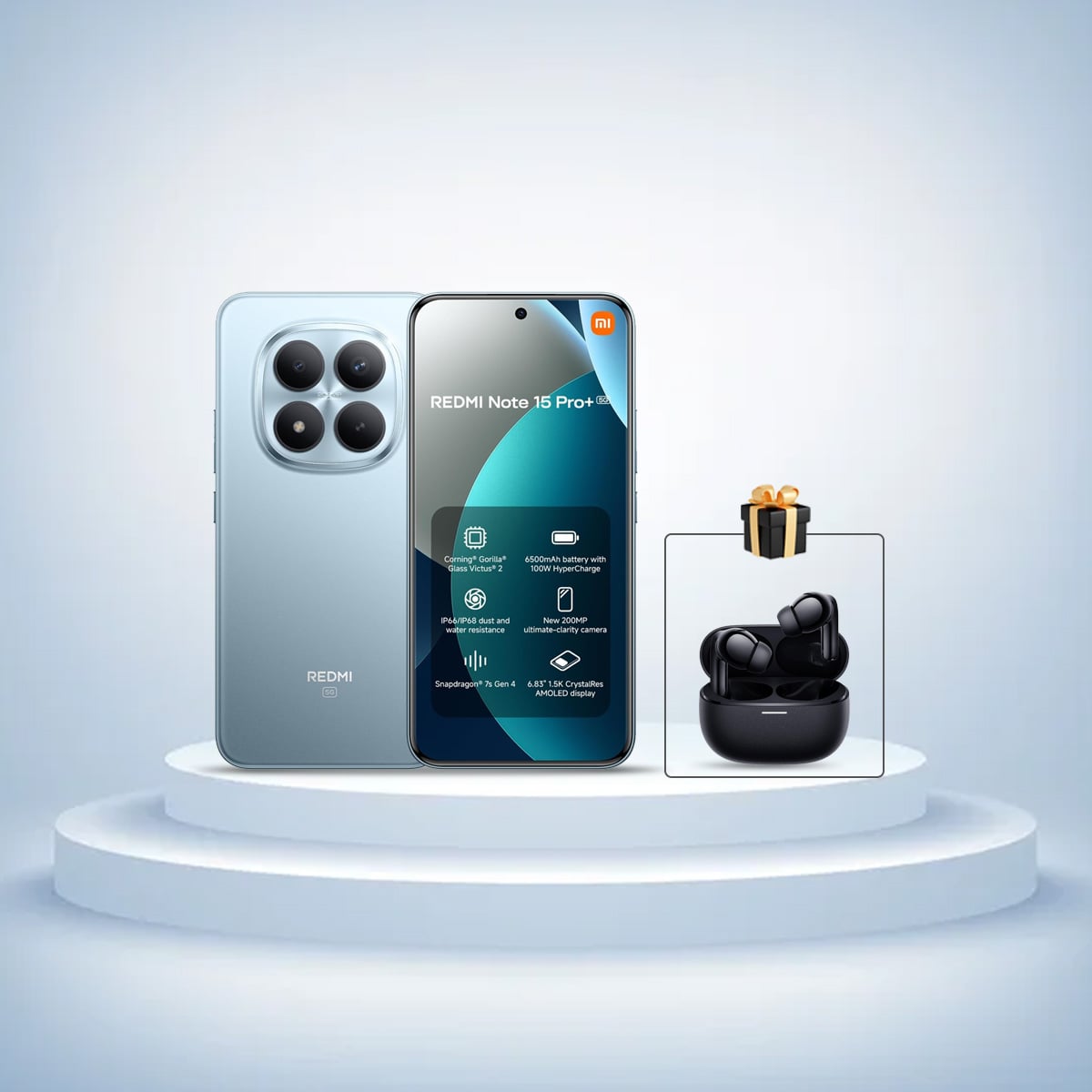 Xiaomi Redmi Note15 Pro+ 5G Android Smartphone (12GB RAM, 512GB Storage) - Blue, KSA Version with Free Xiaomi Buds5 Pro
