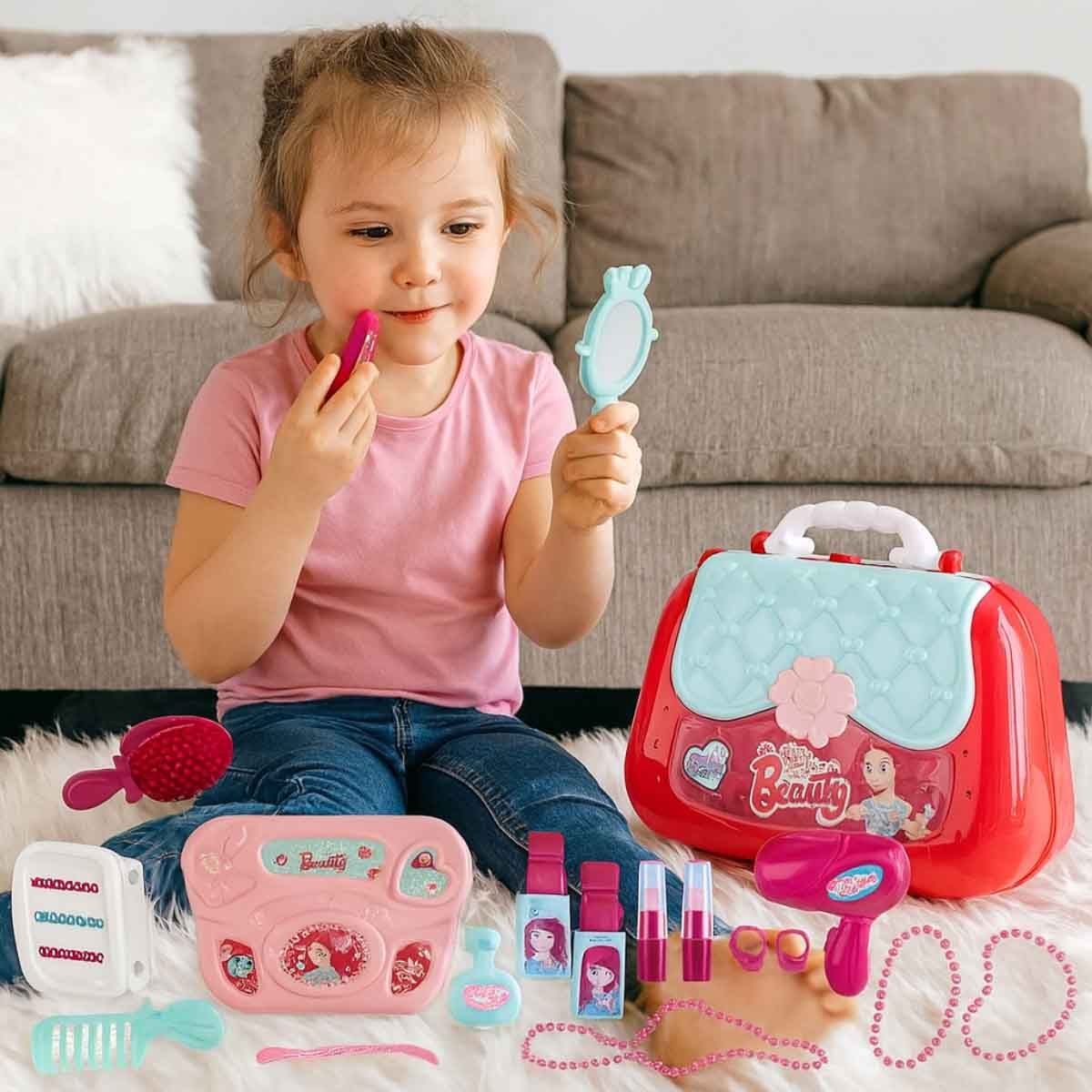 شيونغ تشينغ مجموعة تجميل الأميرة الصغيرة 2 في 1 للبنات 3-4 سنوات