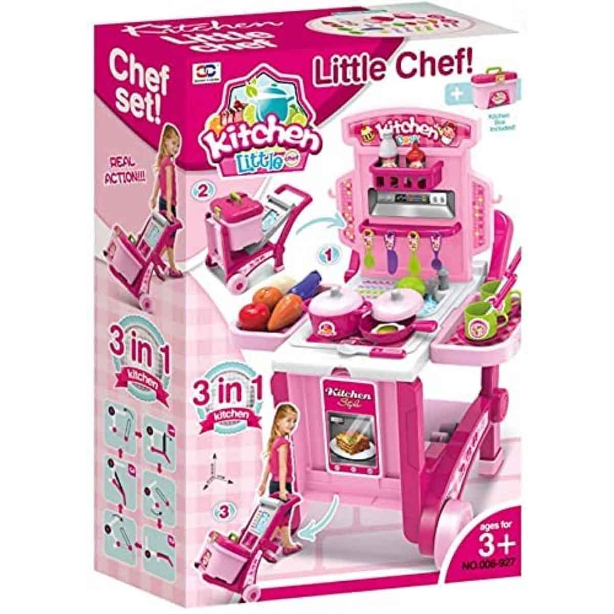 شيونغ تشينغ مجموعة مطبخ الشيف الصغير 3 في 1 للجنسين 3-4 سنوات
