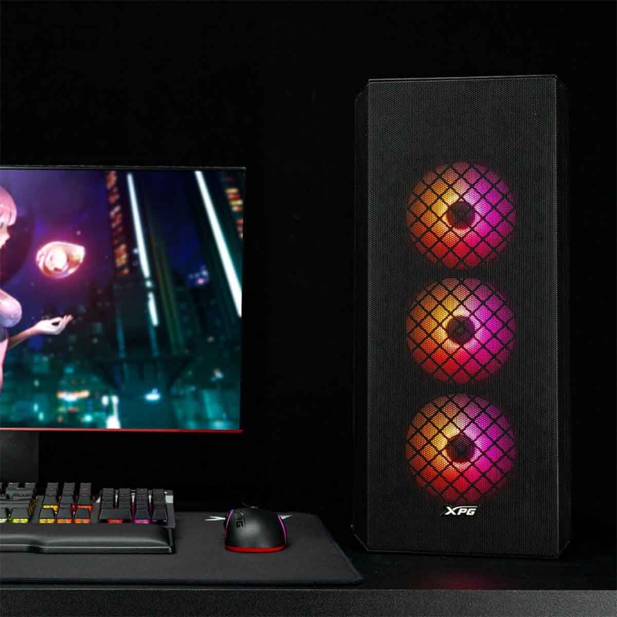 XPG Black 3x Non-ARGB Fans Defender Mesh Front Panel ATX PC Case