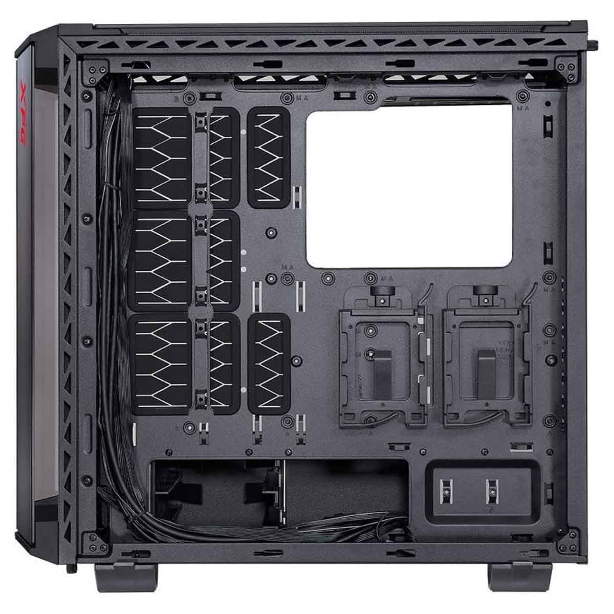 إكس بي جي كيس كمبيوتر ATX باللون الأسود مع 4 مراوح ARGB وزجاج مقسى من أربع جهات سلسلة Battlecruiser