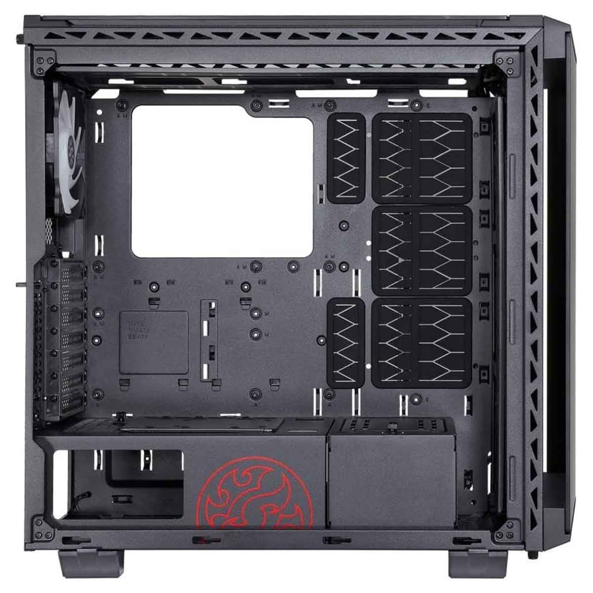 إكس بي جي كيس كمبيوتر ATX باللون الأسود مع 4 مراوح ARGB وزجاج مقسى من أربع جهات سلسلة Battlecruiser