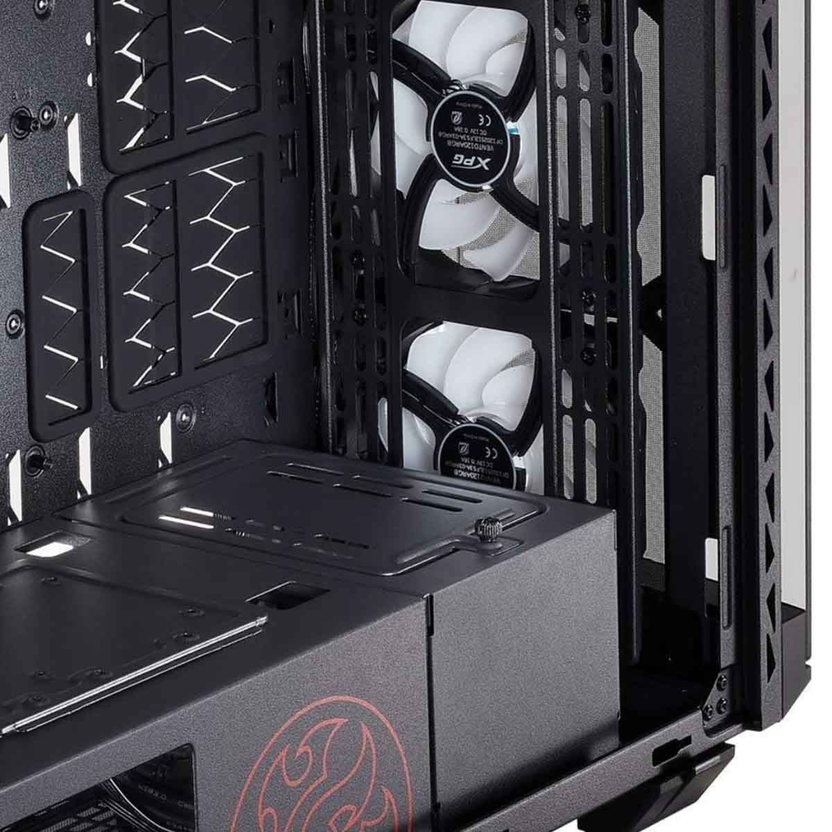 إكس بي جي كيس كمبيوتر ATX باللون الأسود مع 4 مراوح ARGB وزجاج مقسى من أربع جهات سلسلة Battlecruiser