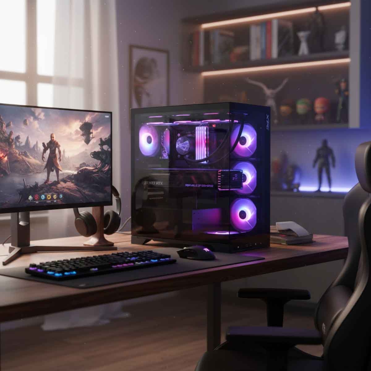 XPG Black 5x ARGB Fans Invader X BTF Horizontal/Vertical GPU Support ATX PC Case