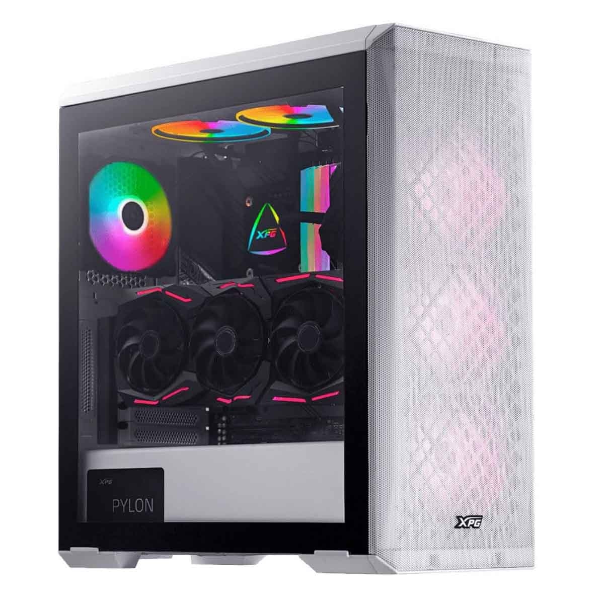 XPG White 3x Non-ARGB Fans Defender Mesh Front Panel ATX PC Case