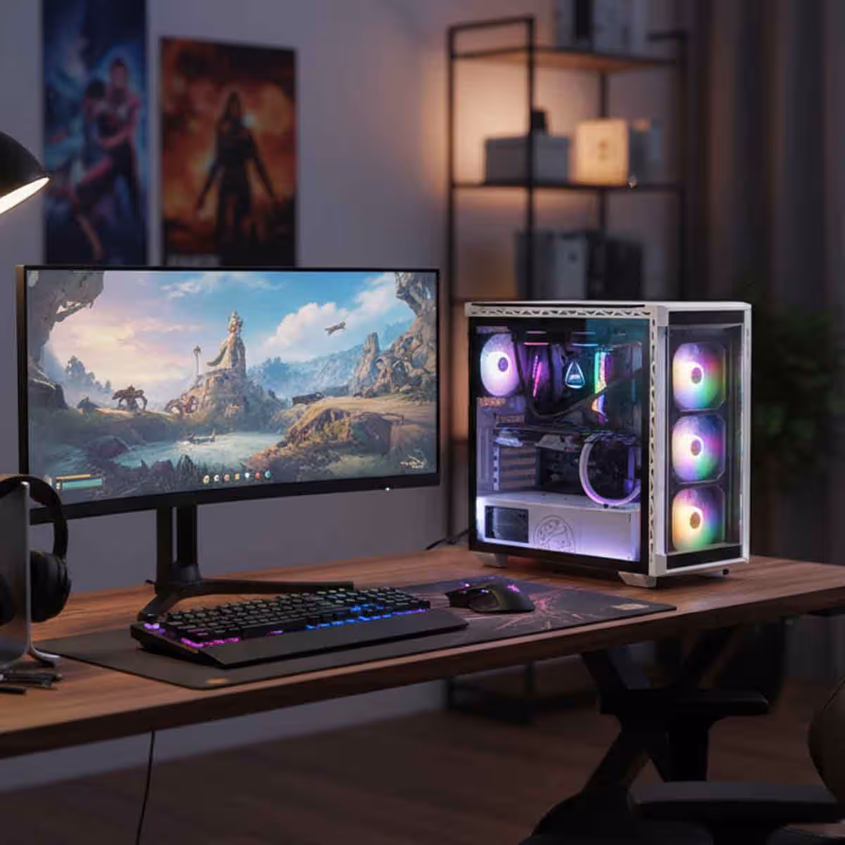 XPG White 4x ARGB Fans Battlecruiser 4-Sided Tempered Glass ATX PC Case