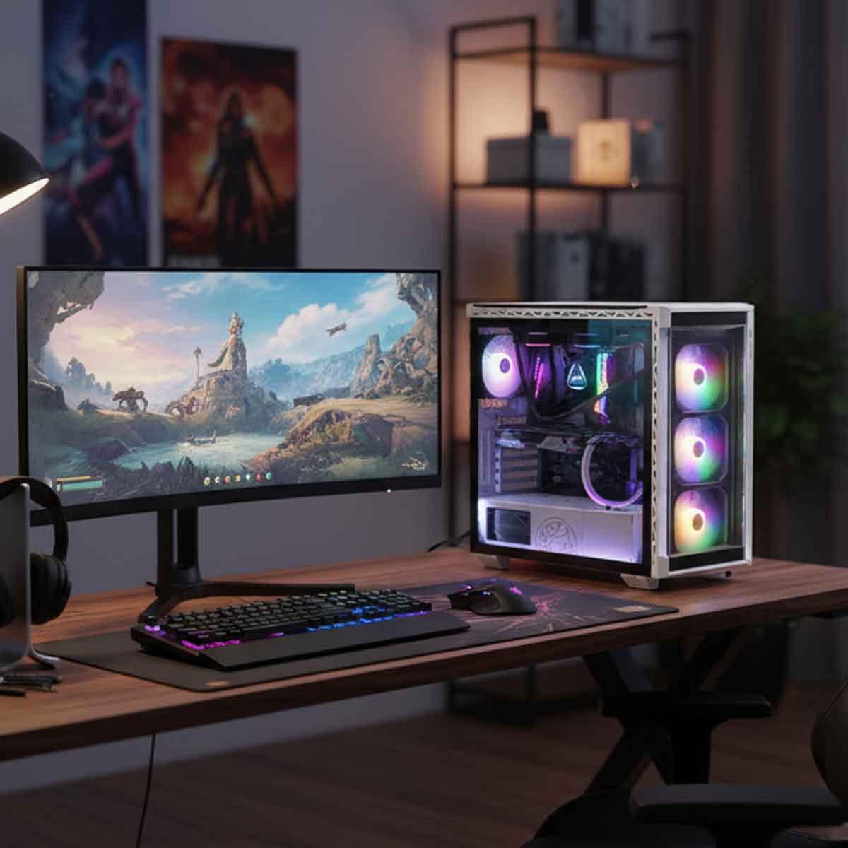 XPG White 4x ARGB Fans Battlecruiser 4-Sided Tempered Glass ATX PC Case