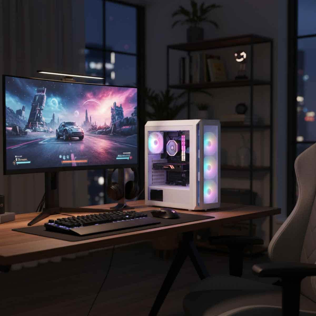 إكس بي جي كيس كمبيوتر ATX باللون الأبيض مع 4 مراوح ARGB سلسلة Valor Air Plus مع دعم ردياتير 360mm