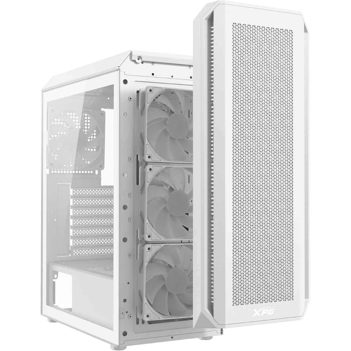 إكس بي جي كيس كمبيوتر ATX باللون الأبيض مع 4 مراوح ARGB سلسلة Valor Air Plus مع دعم ردياتير 360mm