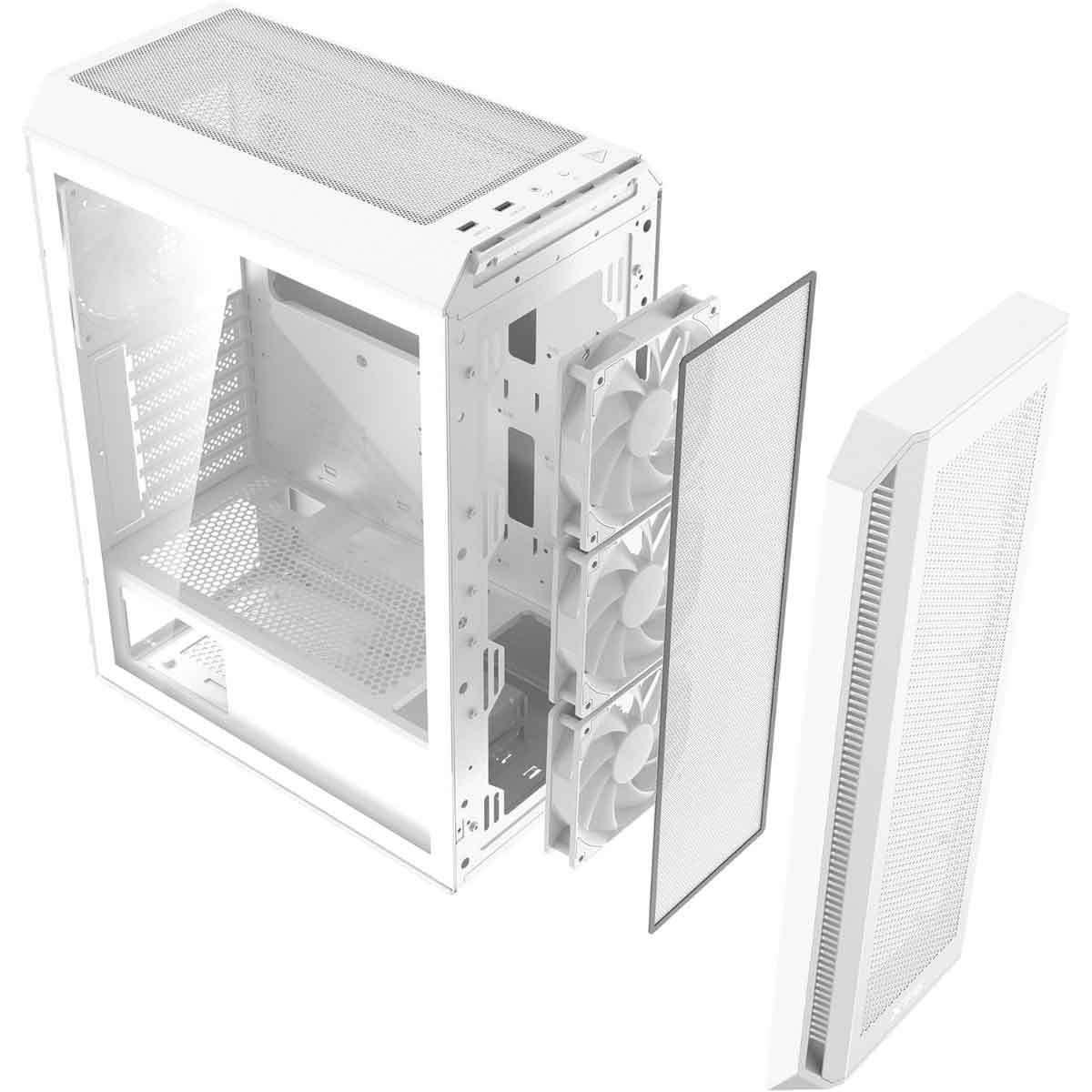 إكس بي جي كيس كمبيوتر ATX باللون الأبيض مع 4 مراوح ARGB سلسلة Valor Air Plus مع دعم ردياتير 360mm