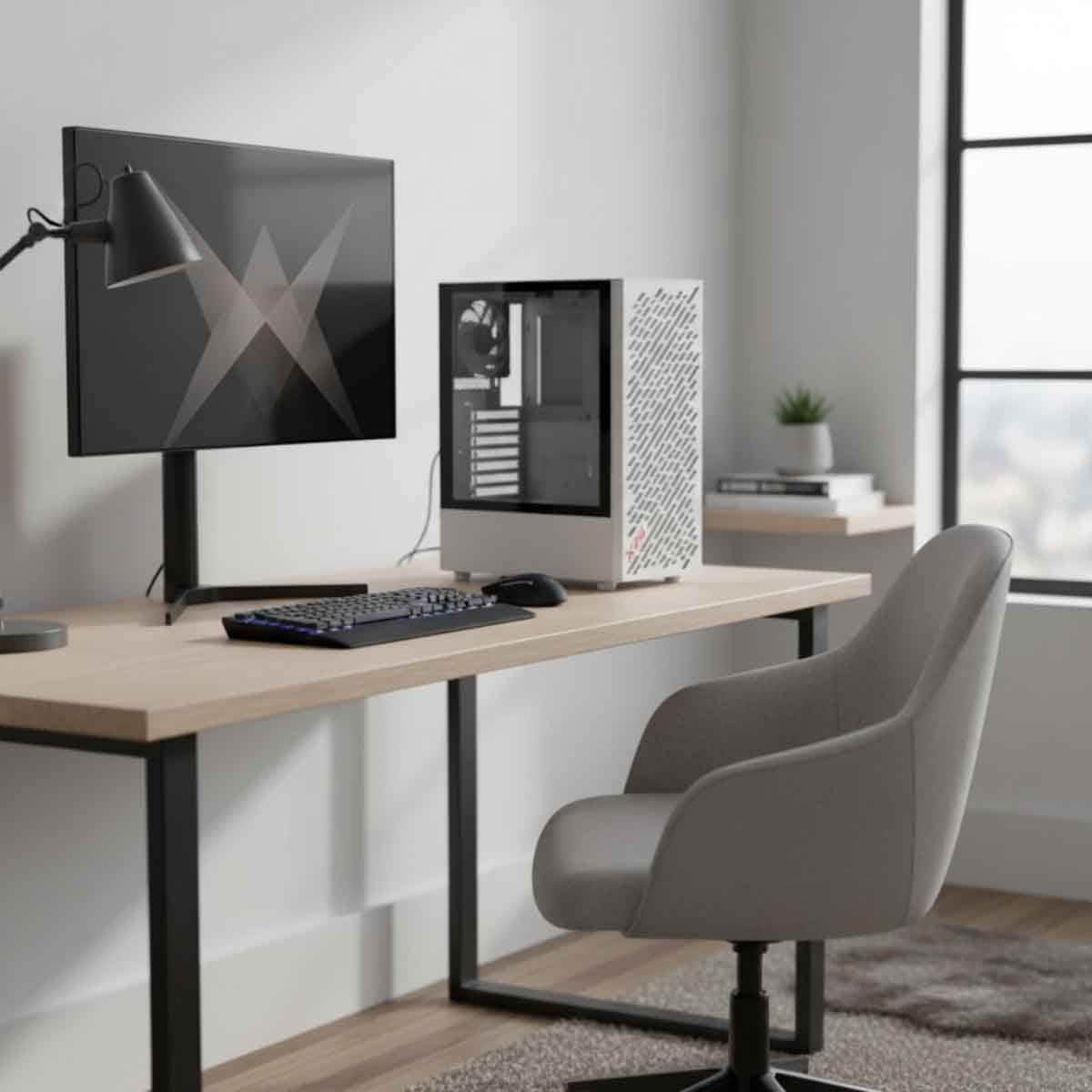 XPG White 4x Non-ARGB Fans Valor Air Mesh Front Panel ATX PC Case