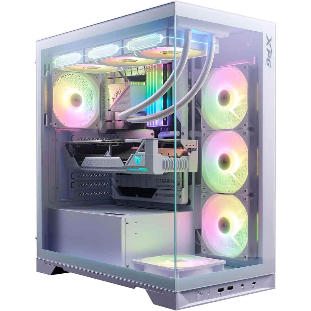 XPG White 5x ARGB Fans Invader X BTF Horizontal/Vertical GPU Support ATX PC Case