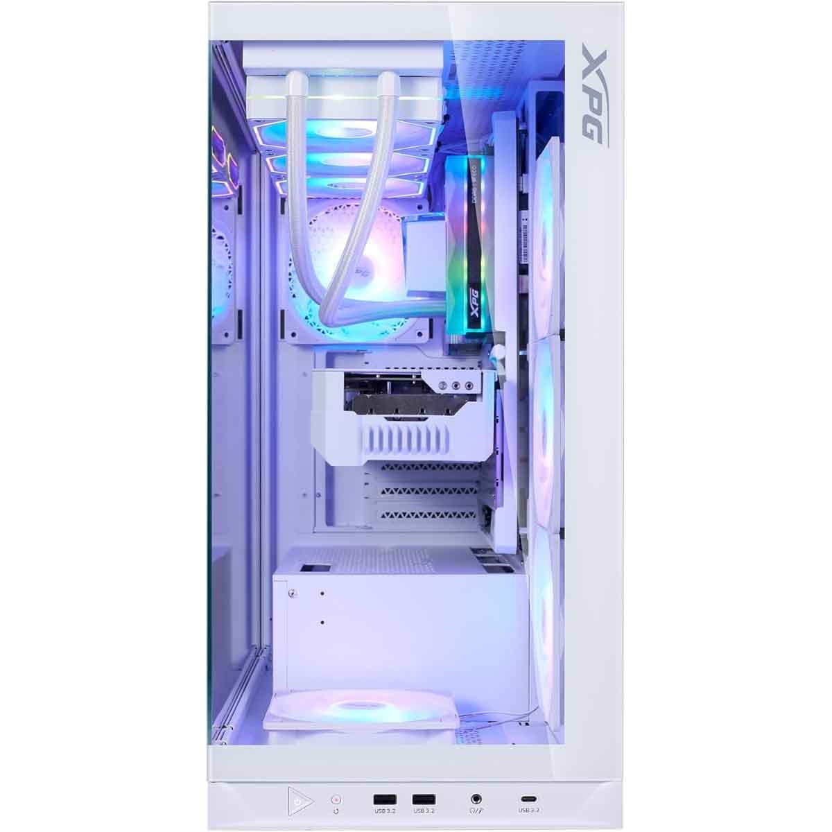 XPG White 5x ARGB Fans Invader X BTF Horizontal/Vertical GPU Support ATX PC Case