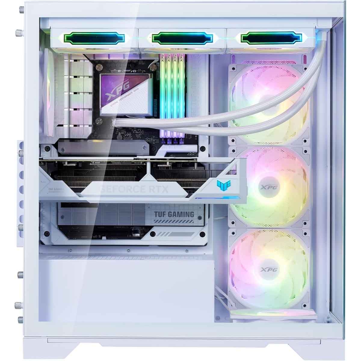 XPG White 5x ARGB Fans Invader X BTF Horizontal/Vertical GPU Support ATX PC Case