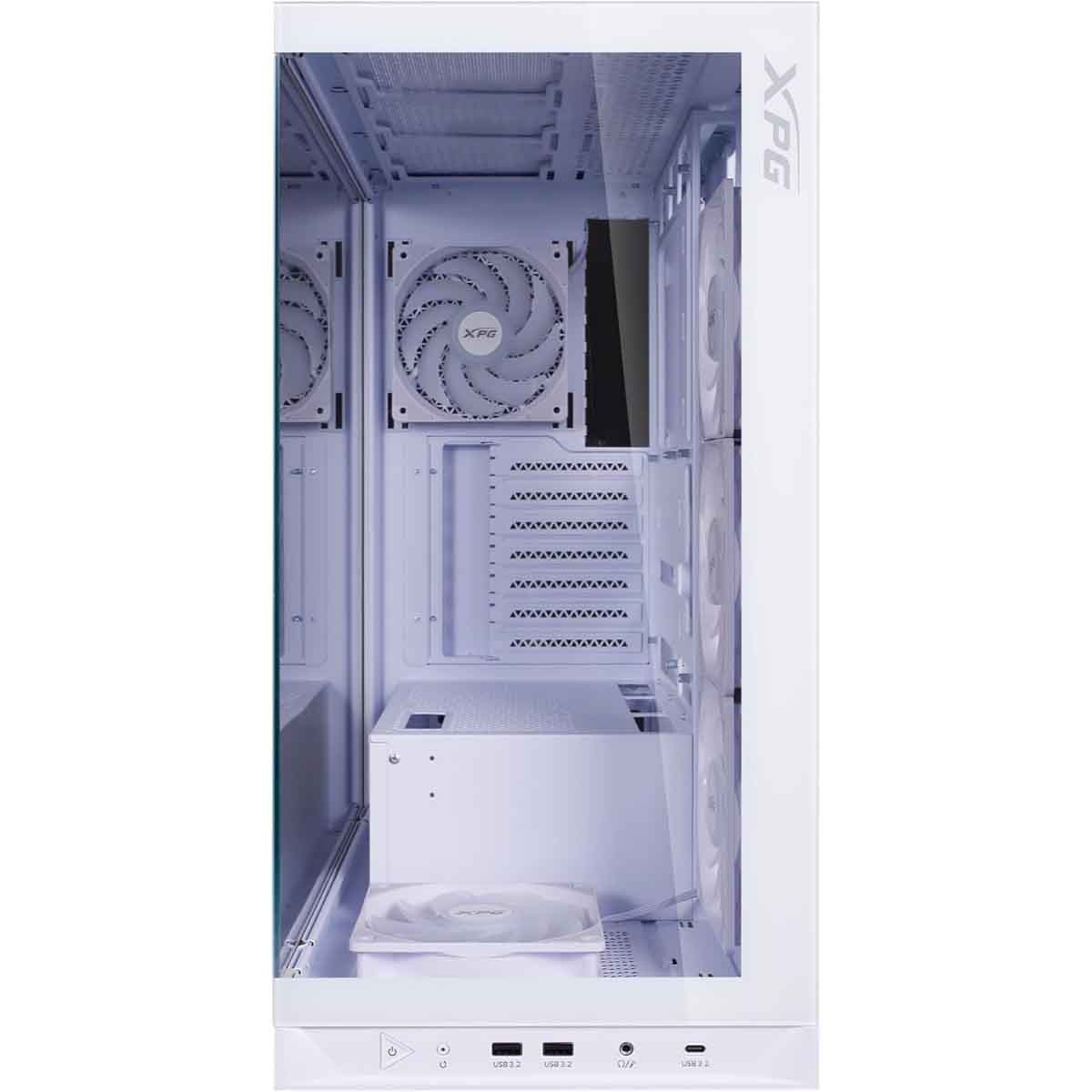 XPG White 5x ARGB Fans Invader X BTF Horizontal/Vertical GPU Support ATX PC Case