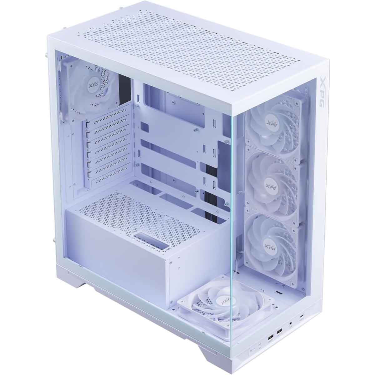 XPG White 5x ARGB Fans Invader X BTF Horizontal/Vertical GPU Support ATX PC Case