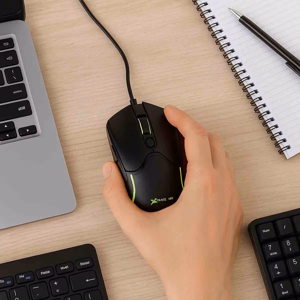 إكسترايك مي ماوس ألعاب سلكي بصري بدقة قابلة للتعديل من 1200 إلى 3600 DPI ومنفذ USB