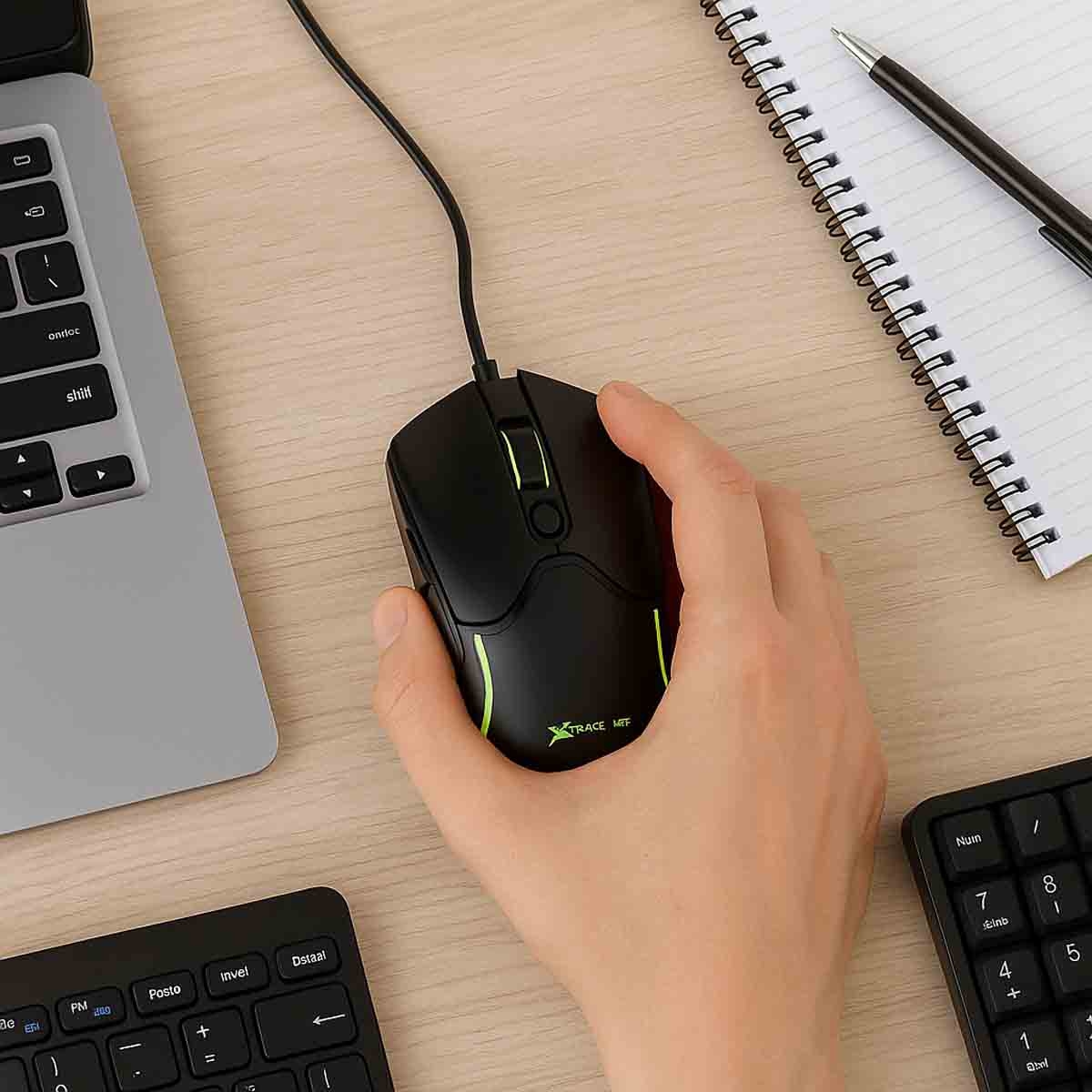 إكسترايك مي ماوس ألعاب سلكي بصري بدقة قابلة للتعديل من 1200 إلى 3600 DPI ومنفذ USB