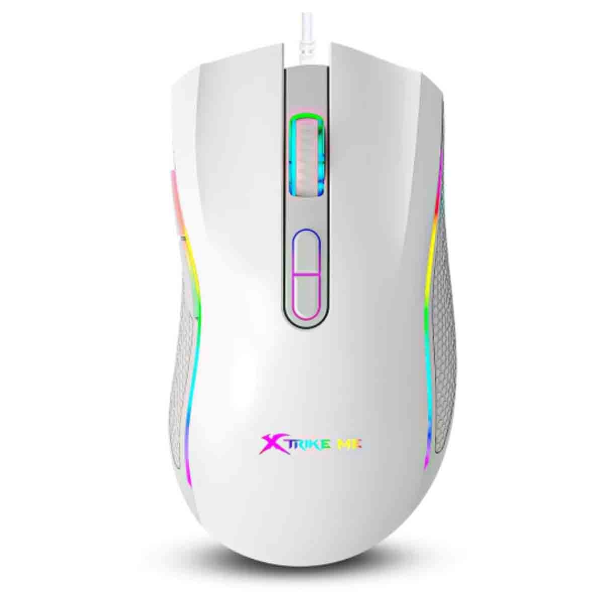إكسترايك مي ماوس ألعاب سلكي بصري بدقة قابلة للتعديل من 800 إلى 7200 DPI ومنفذ USB، لون أبيض