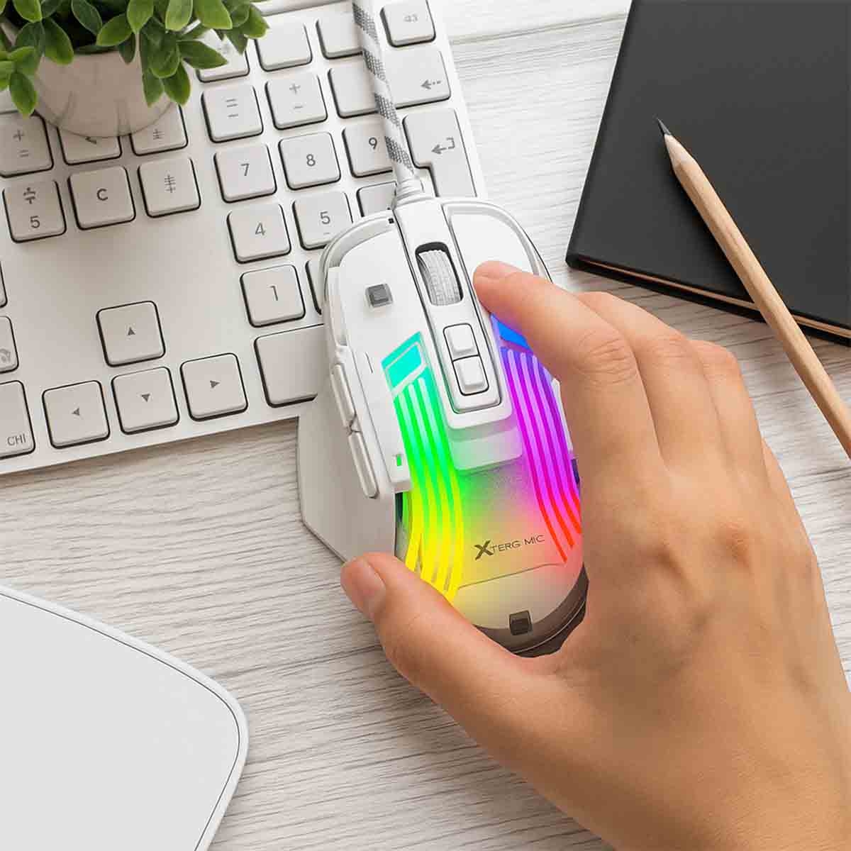 إكسترايك مي ماوس ألعاب سلكي بصري بدقة قابلة للتعديل من 1200 إلى 7200 DPI مع إضاءة RGB