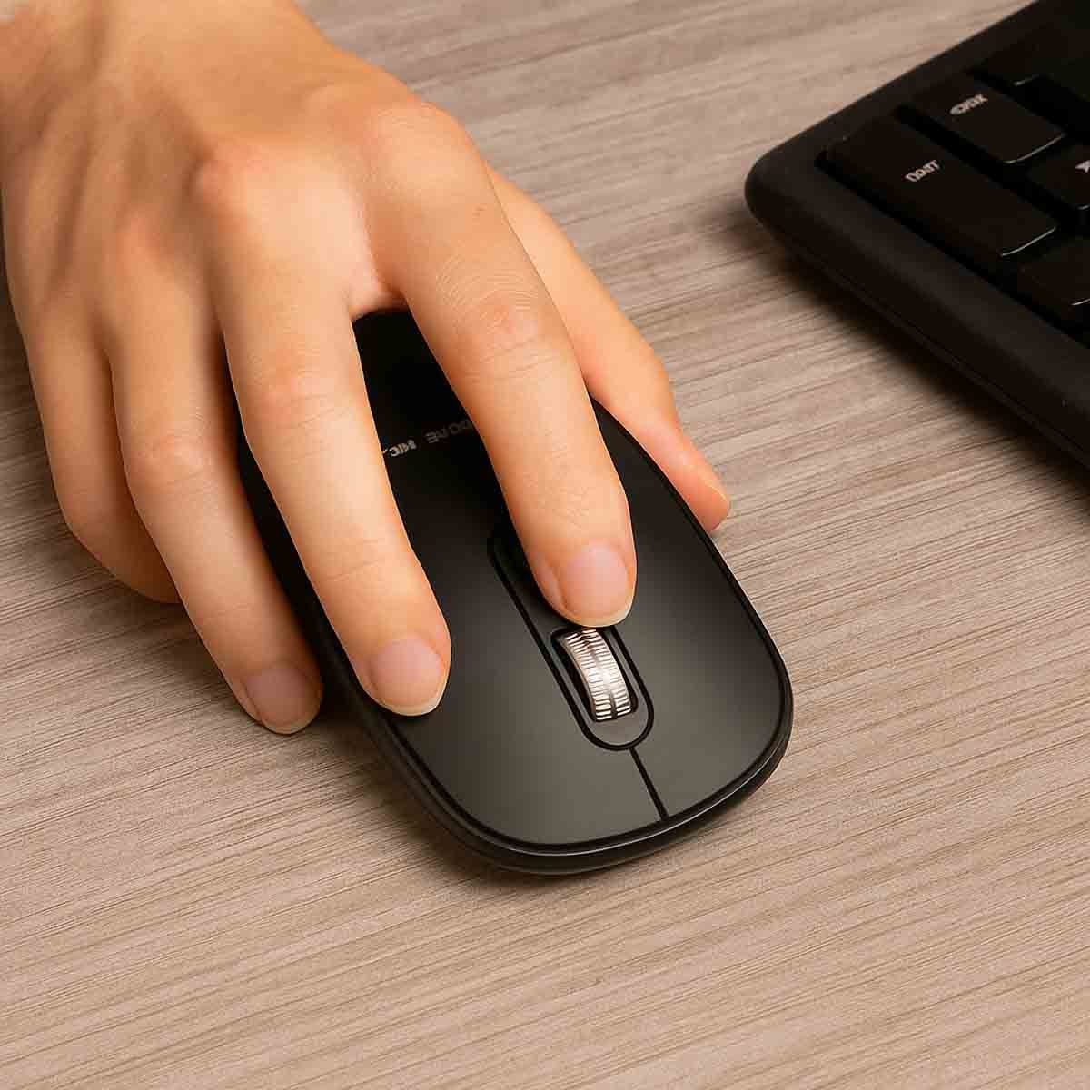 إكسترايك مي ماوس لاسلكي بصري بدقة قابلة للتعديل من 800 إلى 1600 DPI مع اتصال 2.4G وبلوتوث 5.2، لون أسود