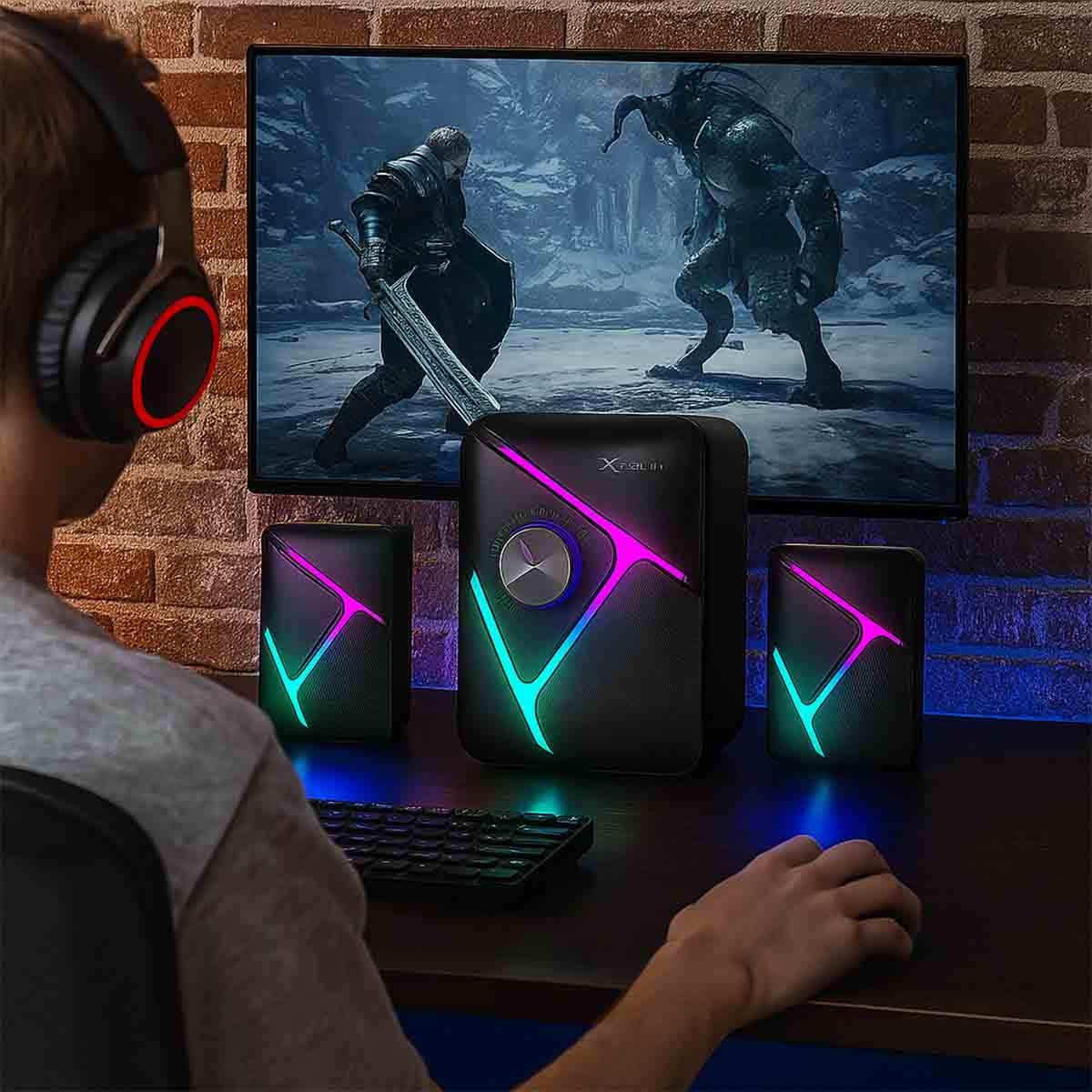 Xtrike Me SK-610 RGB Integrated 2.1 Gaming Speakers, Pack of 3