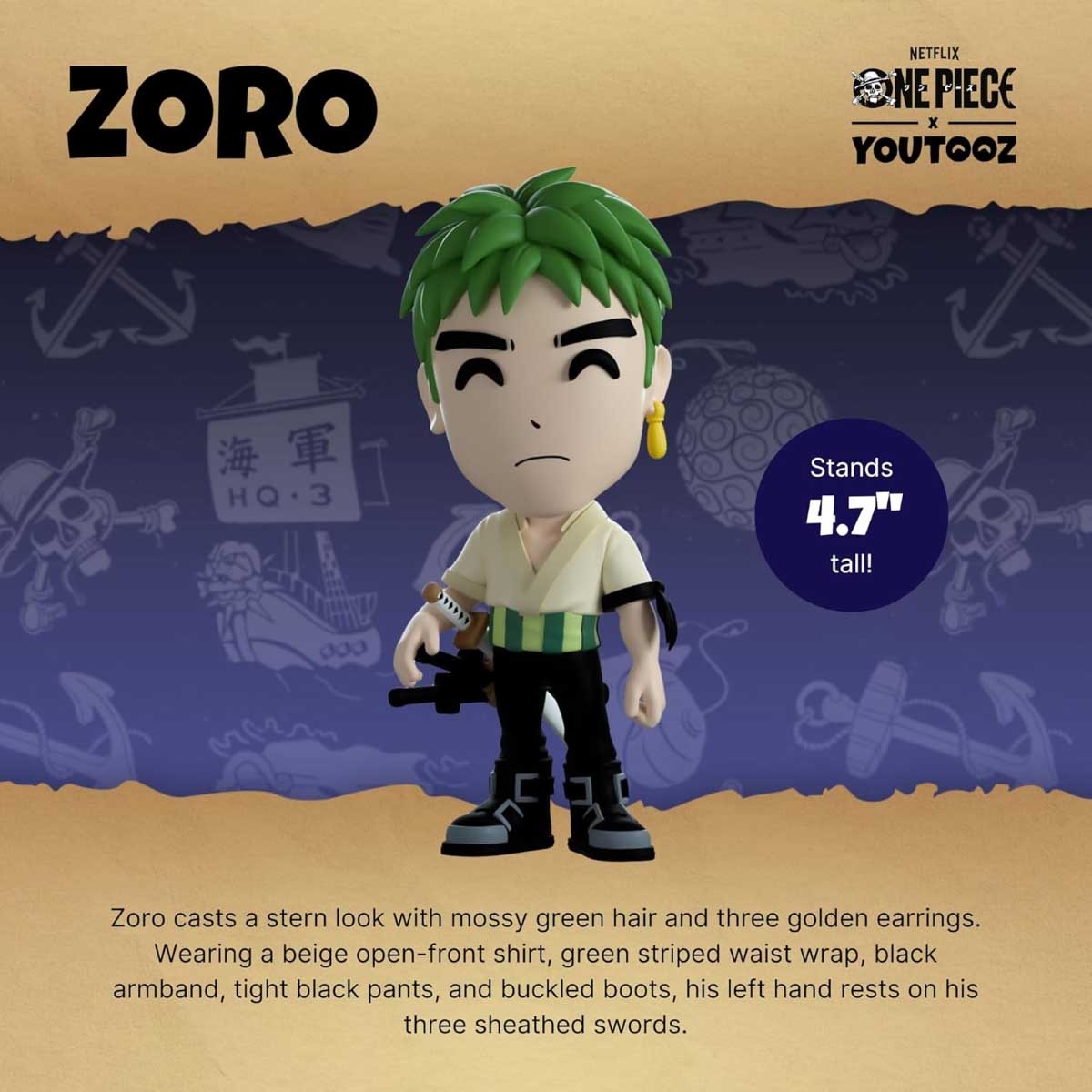 Youtooz One Piece Roronoa Zoro Vinyl Action Figure