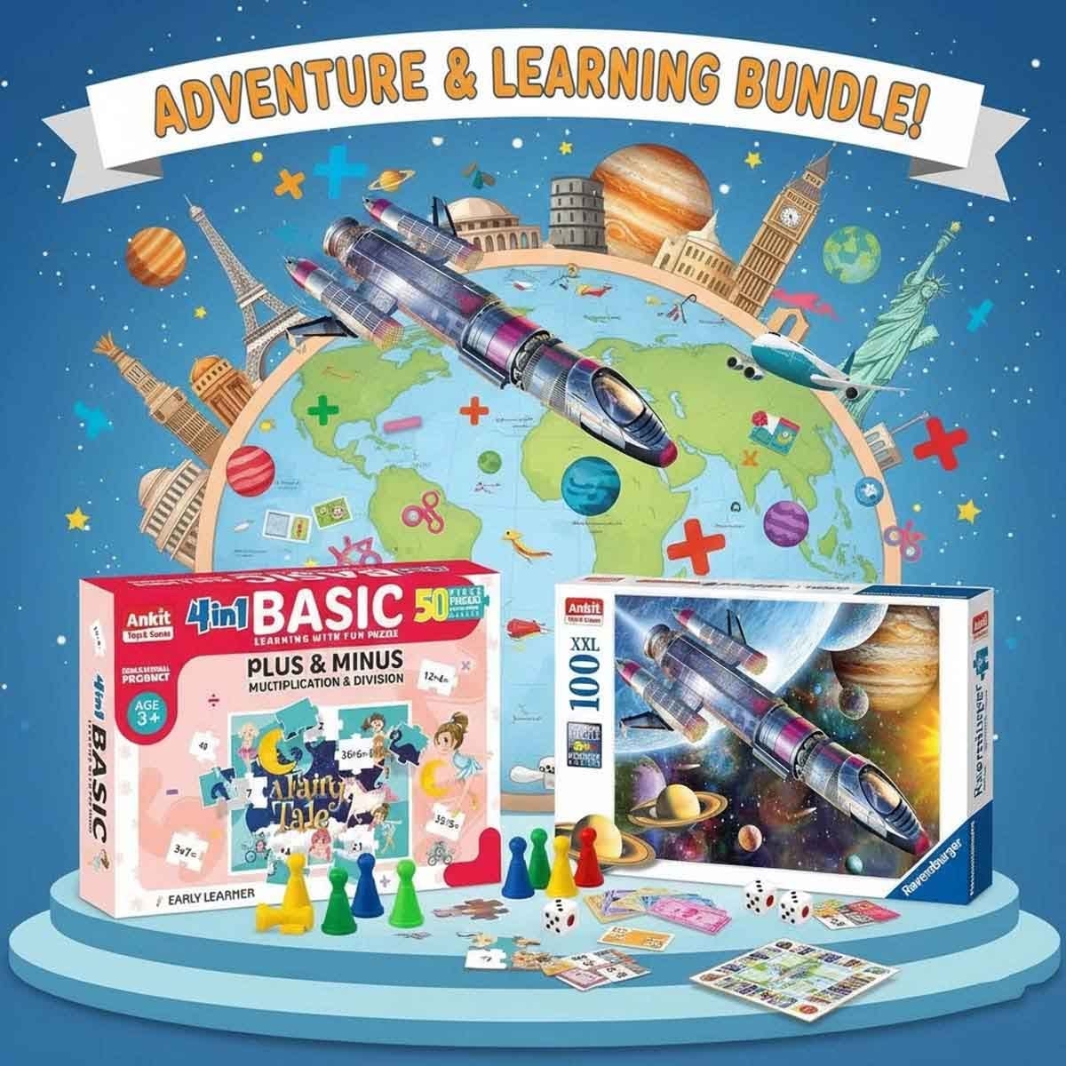 Ankit Toys International Business with Early Learner 4-in-1 & Ravensburger Puzzle Bundle Unisex, 5-7 Years