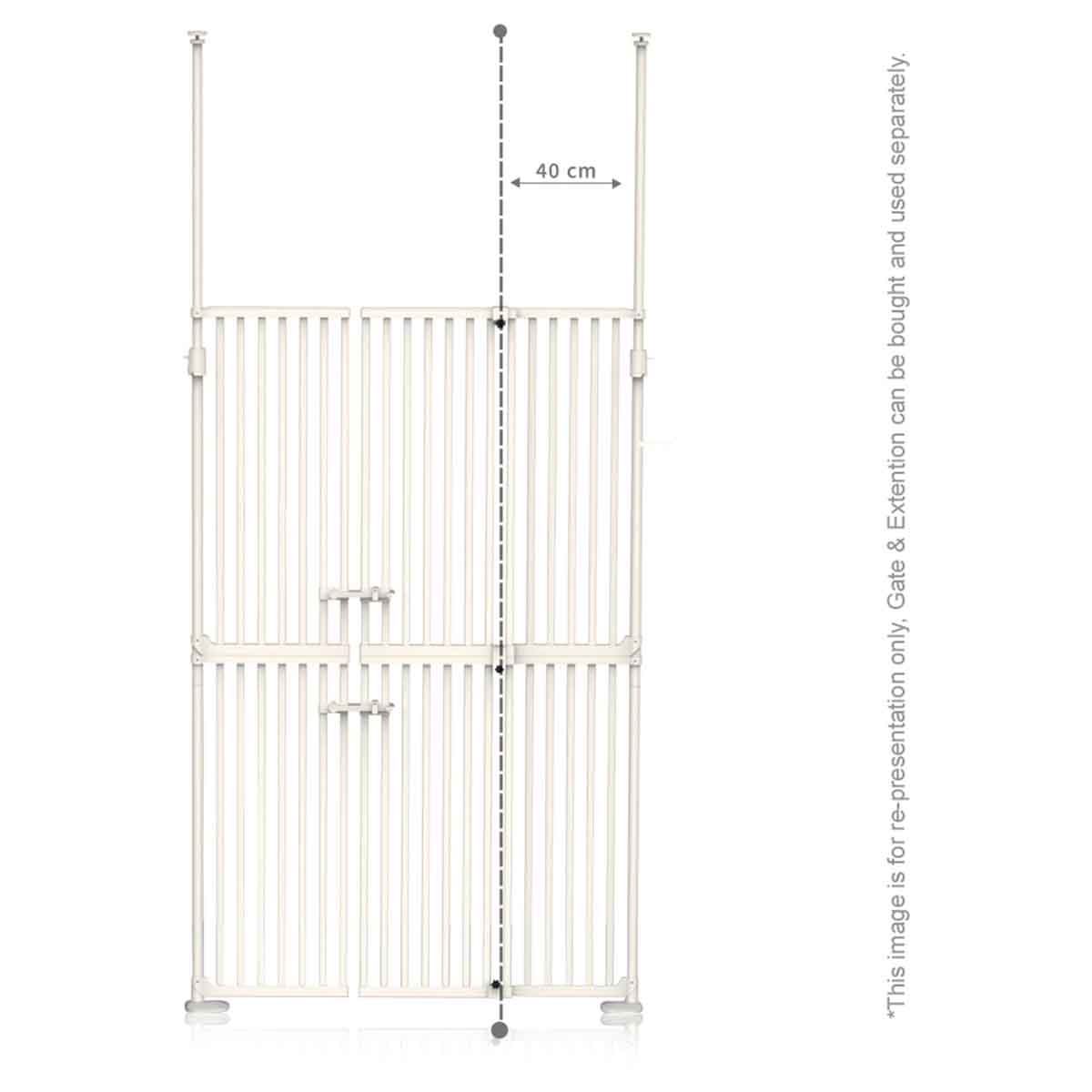 بيبي سيف تمديد بوابة أمان معدنية طويلة باللون الأبيض