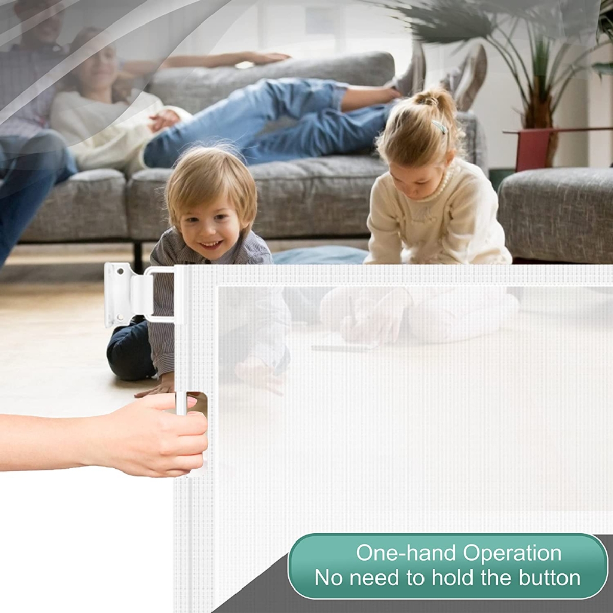 Baby Safe White Retractable Mesh Gate Toddler, 0-2 Years