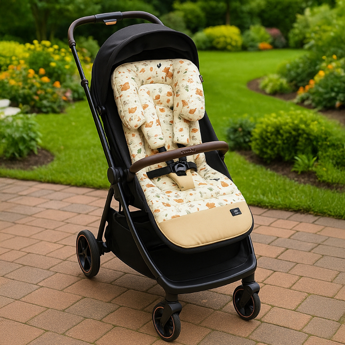 بيبي دريم وسادة عربة مزدوجة الجانبين بلون بيج للأطفال من عمر 0 إلى 2 سنة