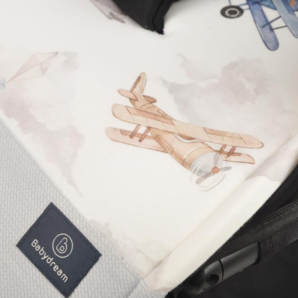 بيبي دريم وسادة عربة مزدوجة الجانبين بلون رمادي للأطفال من عمر 0 إلى 2 سنة