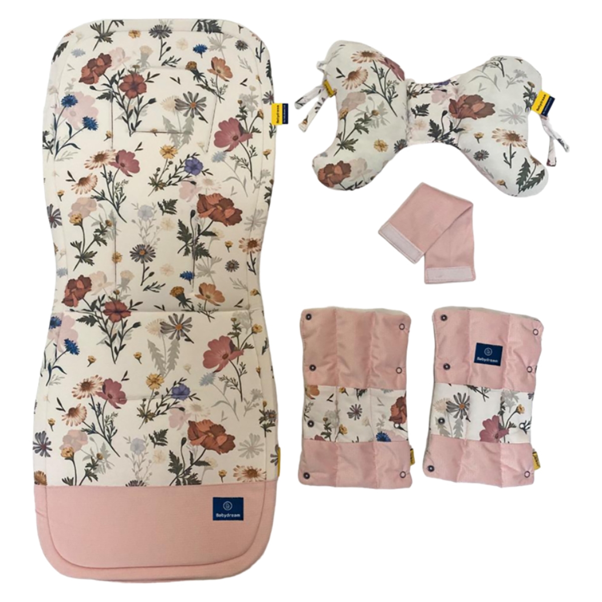 بيبي دريم وسادة عربة مزدوجة الجانبين بلون وردي للأطفال من عمر 0 إلى 2 سنة