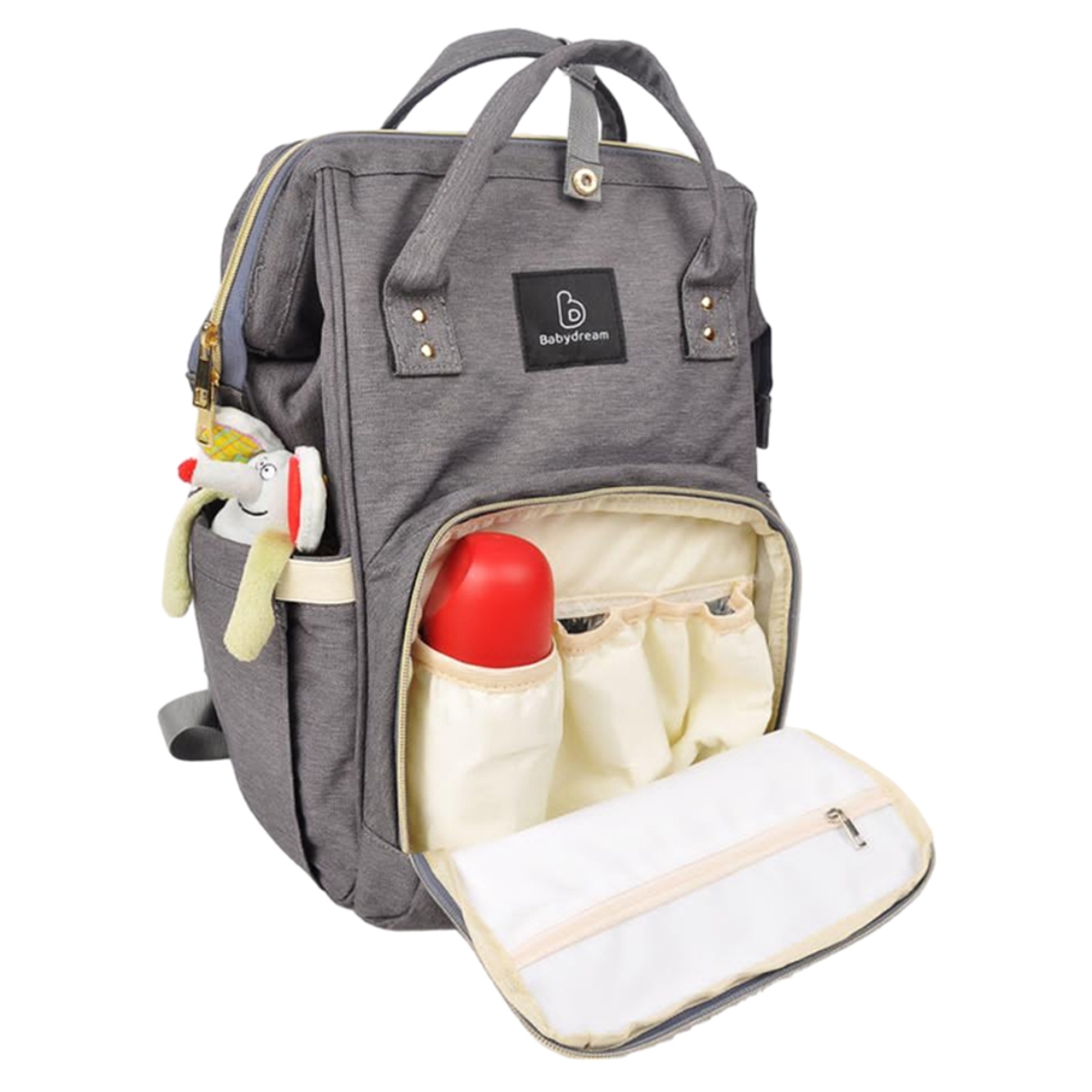 بيبي دريم حقيبة حفاضات متعددة الاستخدامات للأطفال، رمادي، عمر 0 إلى 2 سنة