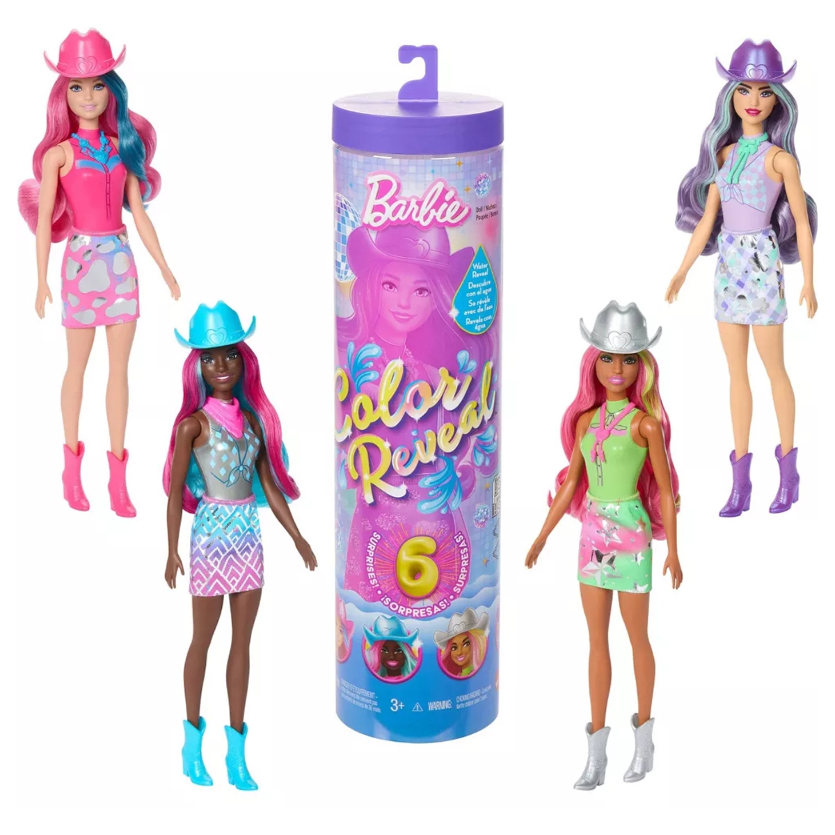 باربي دمية مفاجأة كولور ريفيل 11.5 إنش سلسلة نجم الديسكو للبنات، 3-4 سنوات