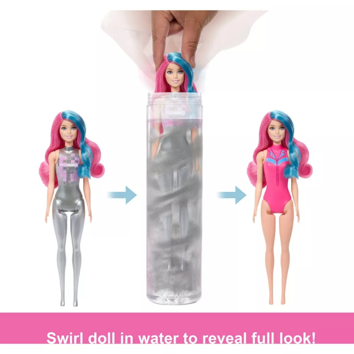 باربي دمية مفاجأة كولور ريفيل 11.5 إنش سلسلة نجم الديسكو للبنات، 3-4 سنوات