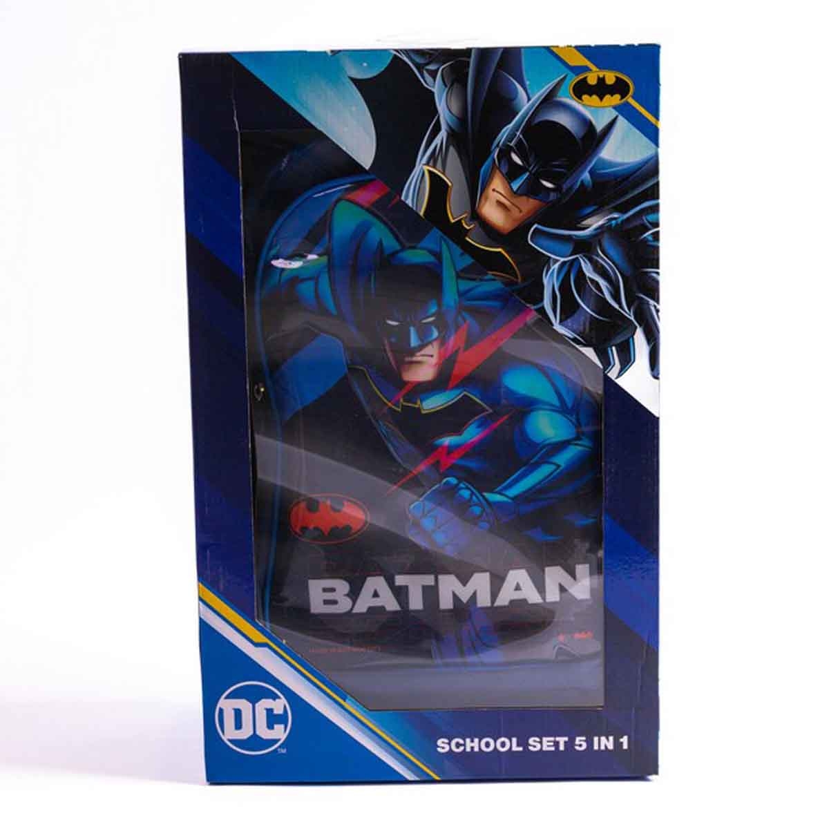 Batman 18" Dark Blue Trolley Bag Set with Lunch Bag, Pencil Case, Water Bottle & Lunch Box