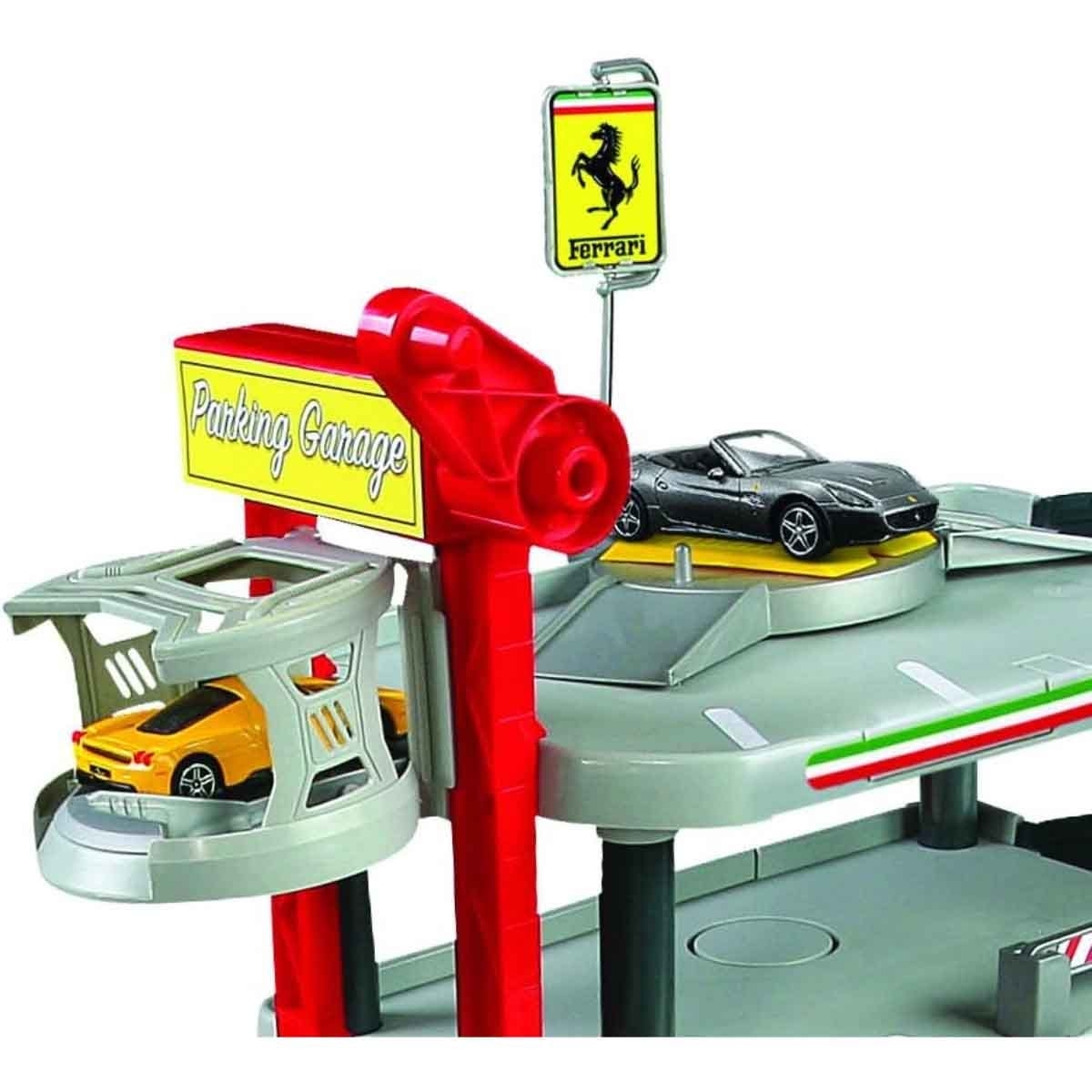 بوراغو مجموعة مرآب مواقف سيارات فيراري للسباق مع سيارة دايكاست متنوعة، للأولاد، 3-4 سنوات