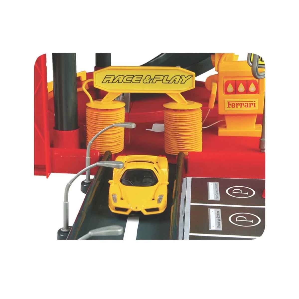 بوراغو مجموعة مرآب مواقف سيارات فيراري للسباق مع سيارة دايكاست متنوعة، للأولاد، 3-4 سنوات
