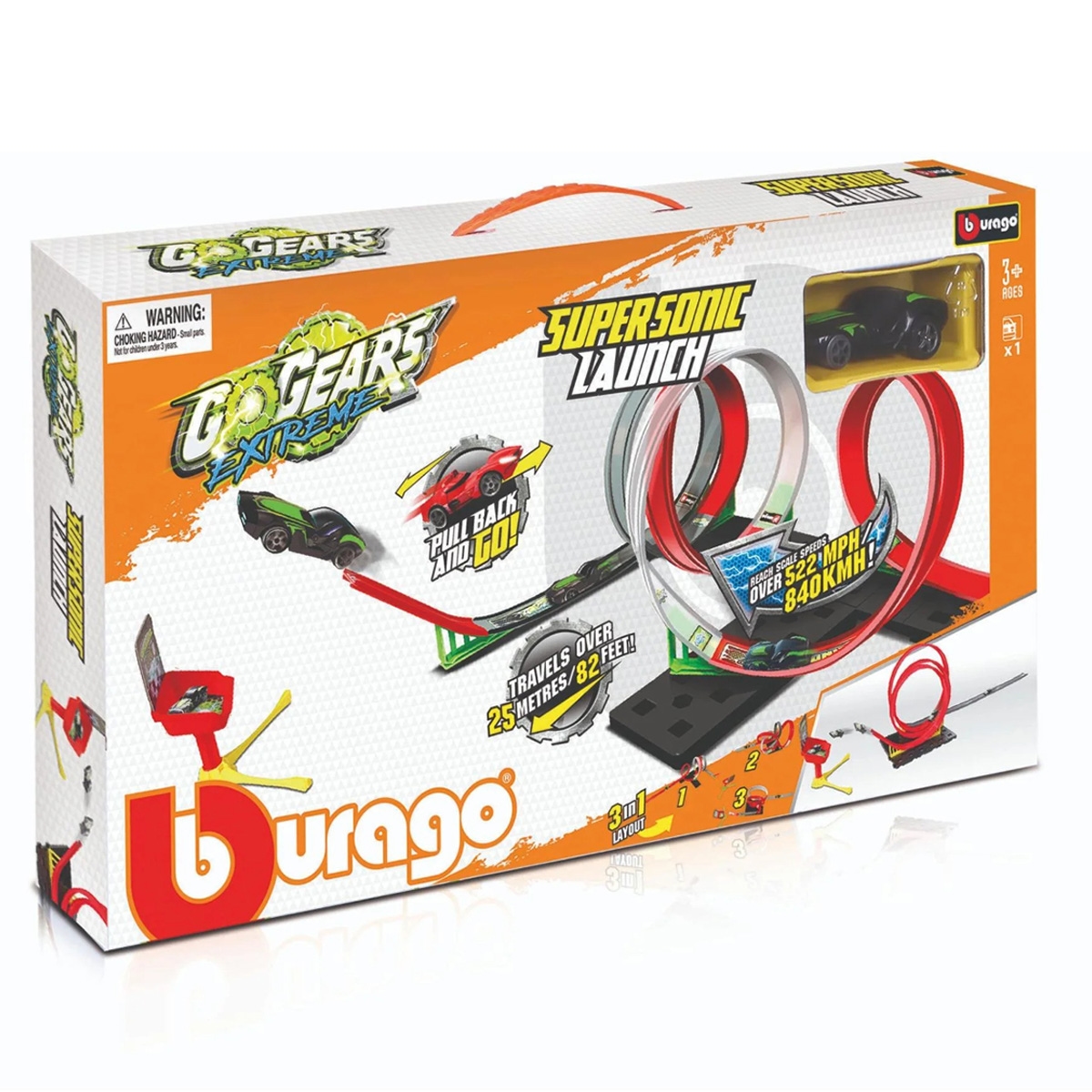 بوراجو غوغيرز إكستريم إطلاق فائق السرعة مع سيارة للجنسين، 3-4 سنوات