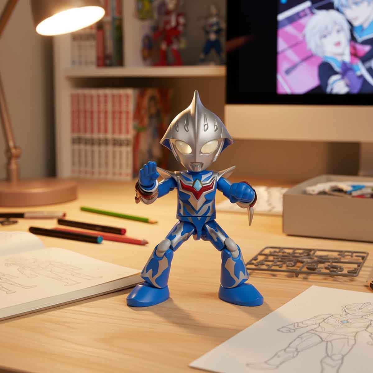 Blokees Ultraman 74847 Precool 06 Nexus Junis Blue Action Figure Model Kit Unisex, 3-4 Years
