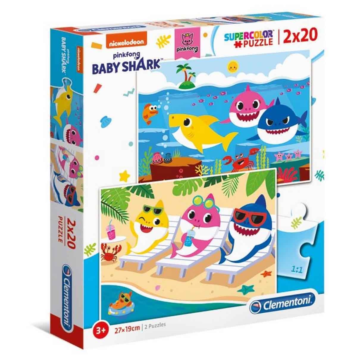Clementoni Super Color Baby Shark Jigsaw Puzzle Unisex, 3-4 Years, Pack of 2
