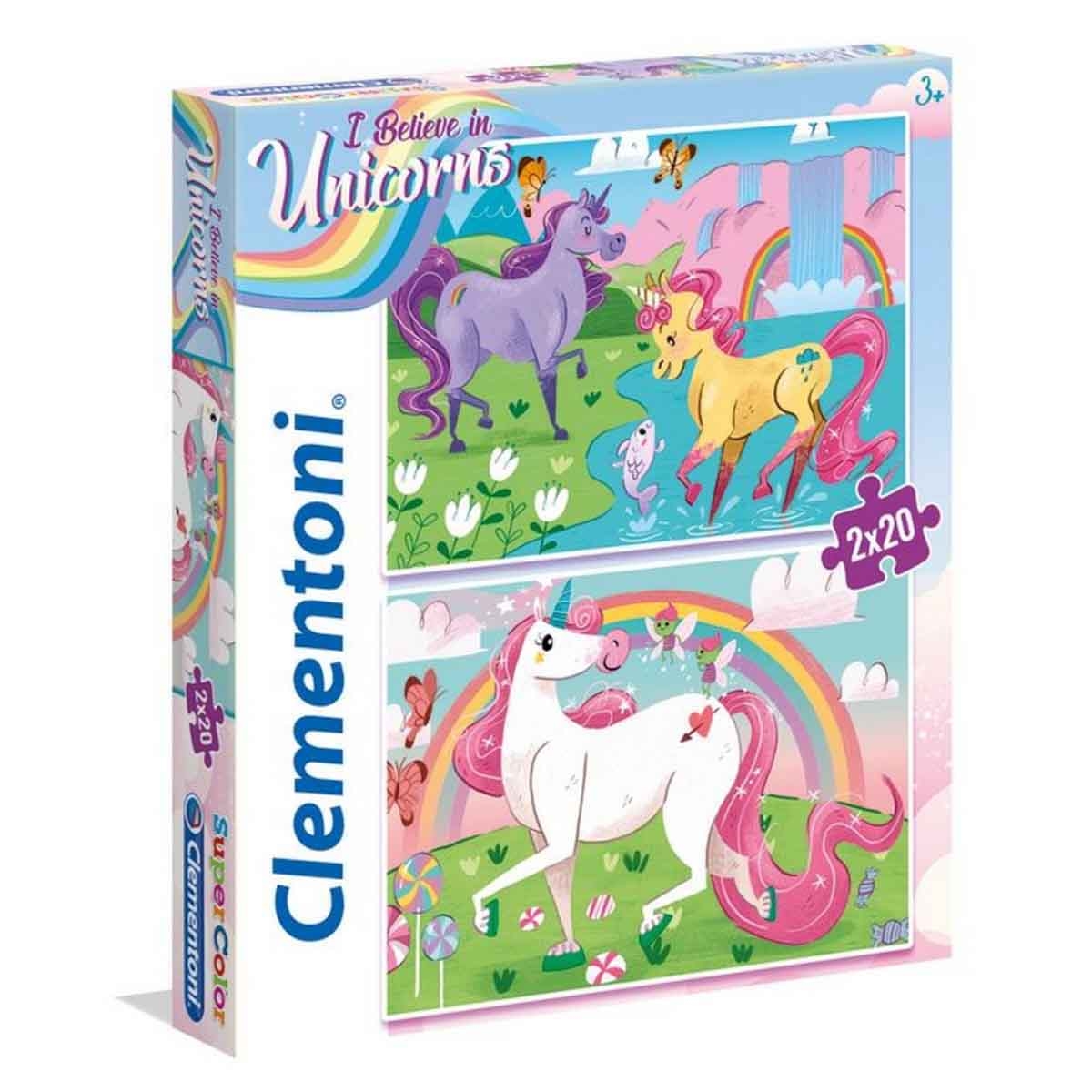 Clementoni Super Color I Believe in Unicorns Jigsaw Puzzle Girls, 3-4 Years, Pack of 2